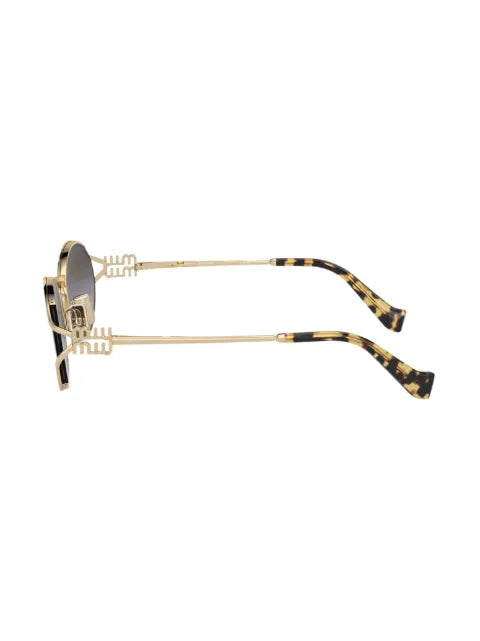 Miu Miu lunettes de soleil ovales à plaque logo