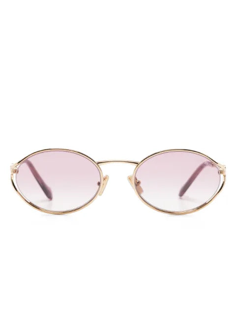 Miu Miu lunettes de soleil ovales à plaque logo