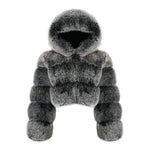 CROPPED MINI HOODED COAT SMOKE