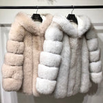 HOODED STRAIGHT ROWS LONG COAT