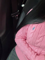 GILET EN COTON TORSADÉ MANCHE LONGUE ROSE