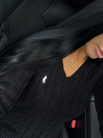 GILET EN COTON TORSADÉ MANCHE LONGUE NOIR