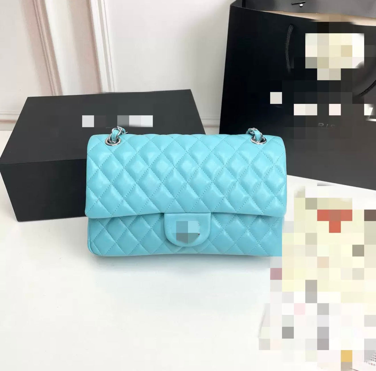 CC flap bag blue