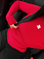 TOP ROUGE COTELÉ MANCHE LONGUE ÉPAIS