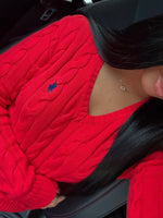 GILET EN COTON TORSADÉ MANCHE LONGUE ROUGE