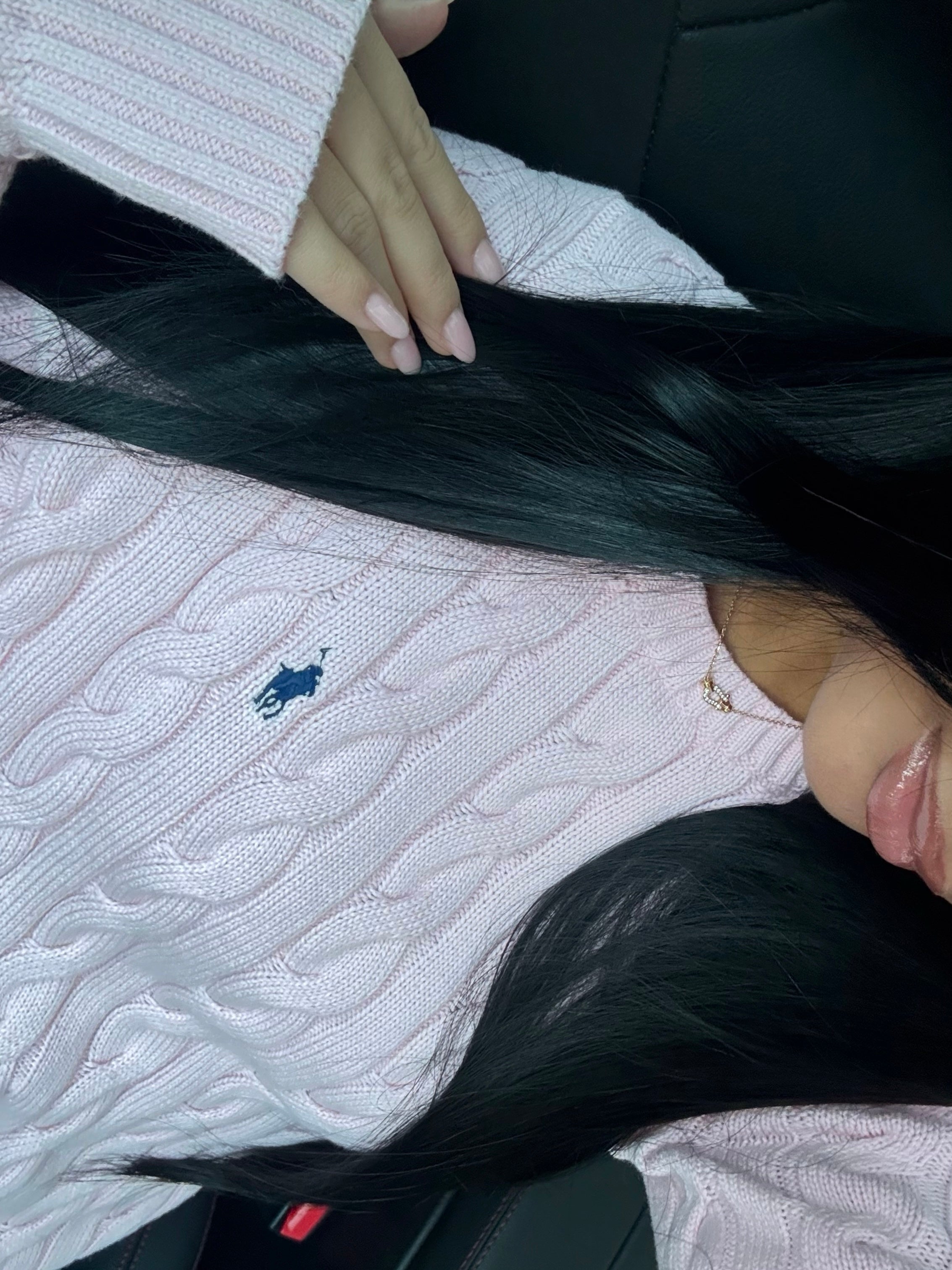 GILET EN COTON MANCHE LONGUE COL ROND ROSE