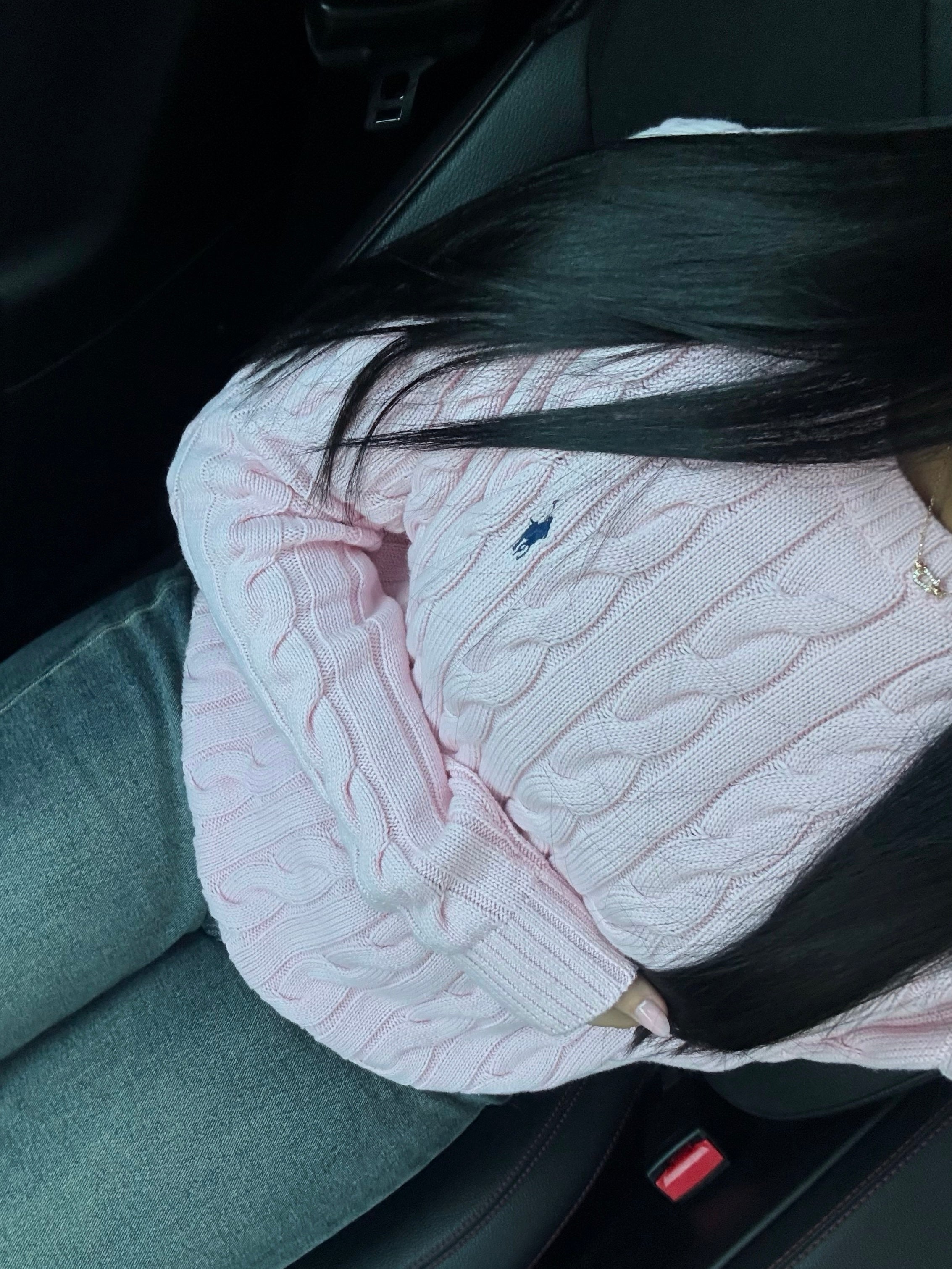 GILET EN COTON MANCHE LONGUE COL ROND ROSE