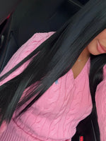 GILET EN COTON TORSADÉ MANCHE LONGUE ROSE