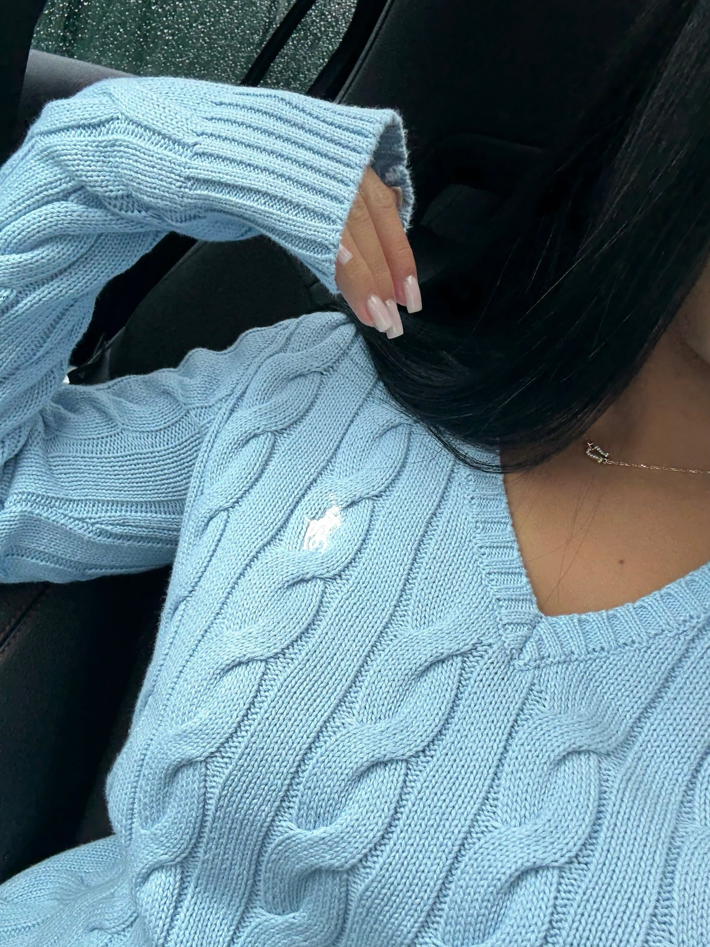 GILET EN COTON TORSADÉ MANCHE LONGUE AZUR