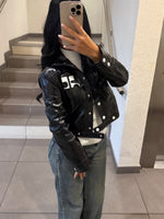 VESTE SIMILICUIR NOIR