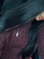 GILET EN COTON MANCHE LONGUE COL ROND CHOCOLAT