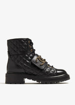 CC QUILTED COMBAT BOOTS BLACK