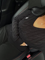 GILET EN COTON TORSADÉ MANCHE LONGUE NOIR