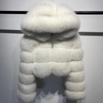 CROPPED MINI HOODED COAT IVORY