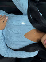 GILET EN COTON TORSADÉ MANCHE LONGUE AZUR