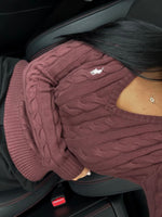 GILET EN COTON TORSADÉ MANCHE LONGUE MARRON