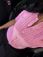 GILET EN COTON TORSADÉ ROSE