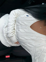 GILET EN COTON TORSADÉ MANCHE LONGUE BLANC