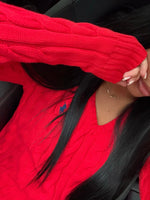 GILET EN COTON TORSADÉ MANCHE LONGUE ROUGE