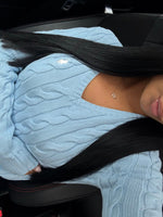 GILET EN COTON TORSADÉ MANCHE LONGUE AZUR