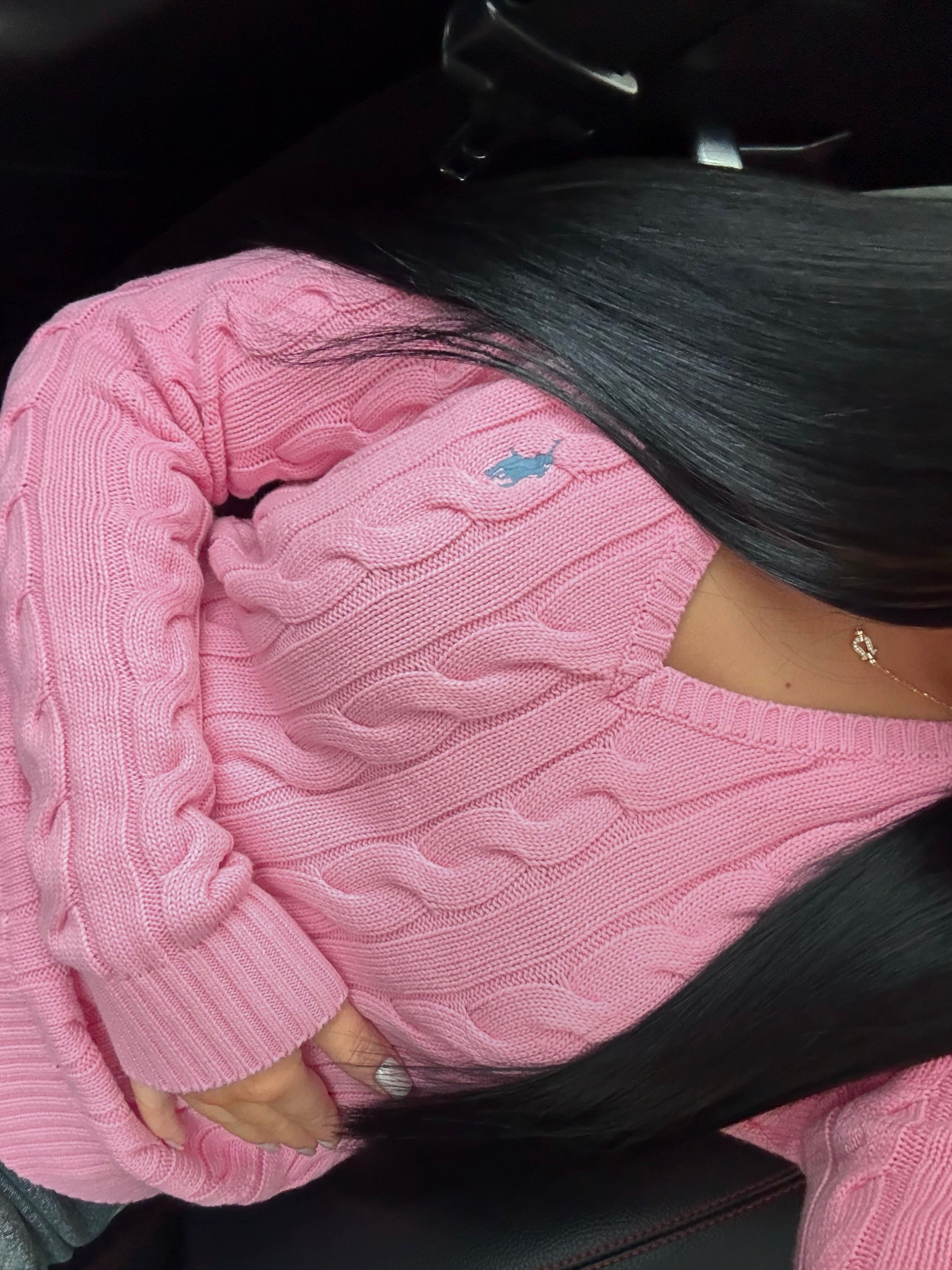 GILET EN COTON TORSADÉ MANCHE LONGUE ROSE