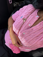 GILET EN COTON TORSADÉ ROSE