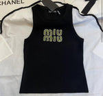 MIU  GREEN LETTERS TANK TOP