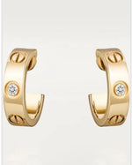 C small earrings gold diamonds
