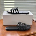 LOEWE - Petal Anagram slide in soft calfskin Noire